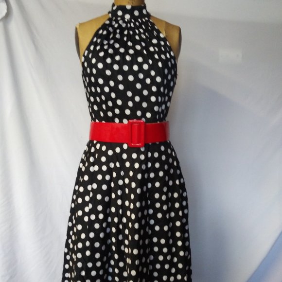 J. Arggido (SPain) Dresses & Skirts - Polka Dot Sleeveless Halter Dress - 100% Cotton